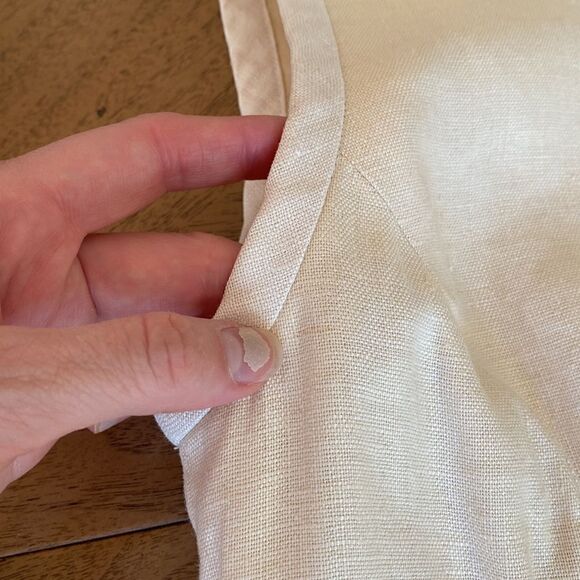 Vintage Cream and Pastel Yellow Mini Linen Dress Size 2 - Picture 12 of 12